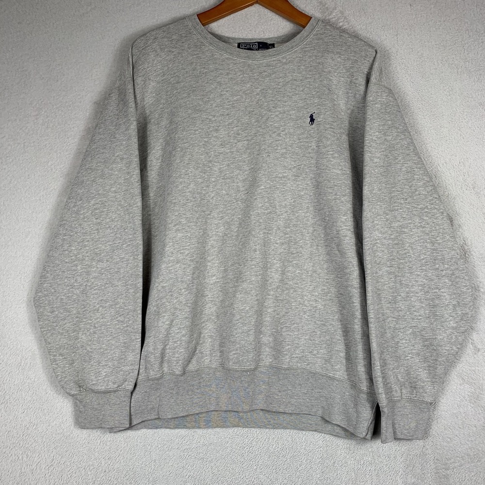 VTG Polo Ralph Lauren Sweatshirt Mens XL Gray Crewneck Oversized Made In USA 90s